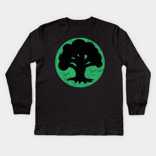 Green Mana Magic The Gathering Vintage Kids Long Sleeve T-Shirt